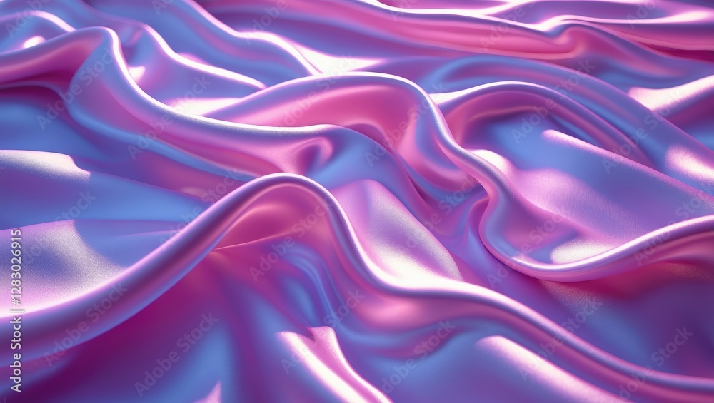 Poster pink satin fabric with smooth texture and soft folds illuminated by soft light creating a gentle wav