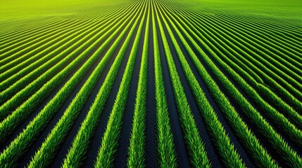 Obraz premium Planting season rice field aerial view lush green environment agricultural concept