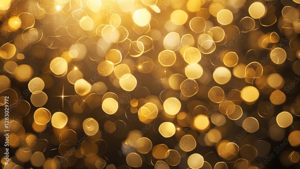 Poster gold bokeh background with soft blurred circular light spots creating a festive and elegant atmosphe