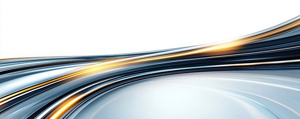 A sleek, modern abstract design featuring flowing lines and a blend of colors, suggesting motion and dynamism against a light background.