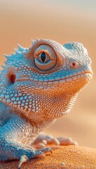 Obraz premium Close-up of a desert lizard, showcasing its intricate scales and intense gaze.
