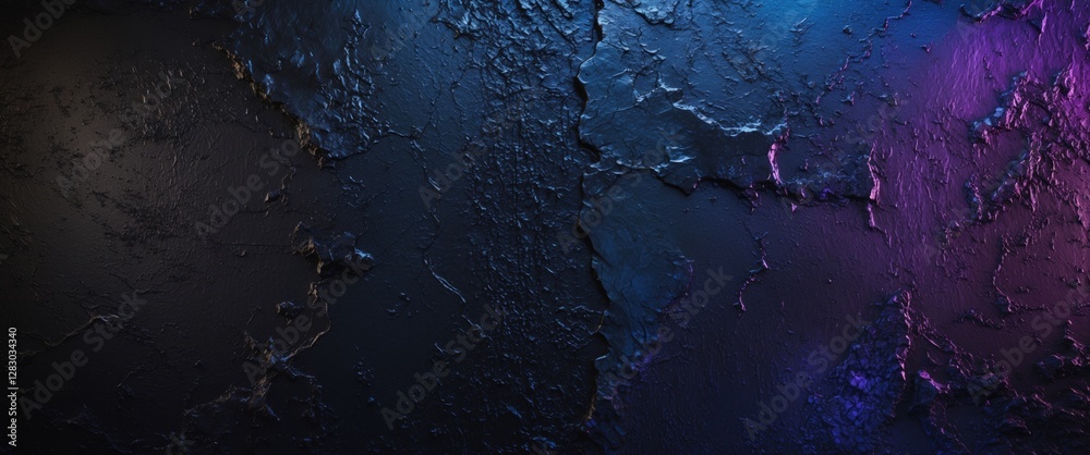 Poster dark metallic surface with vibrant lighting accents showcasing an abstract grunge texture suitable f