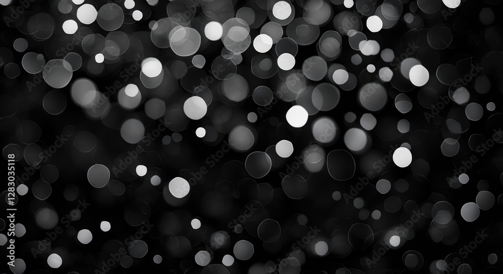 Poster Black Bokeh Background with Soft Focused Light Circles for Abstract and Artistic Designs