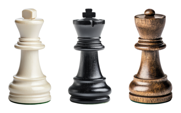Elegant chess king pieces in contrasting colors