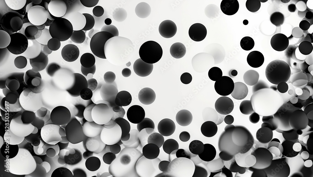 Aufkleber Elegant monochrome bokeh background with circular shapes creating a dreamy and soft focus effect suitable for various design projects.