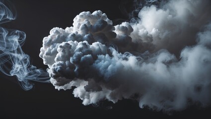 Dramatic swirling smoke clouds on a dark background creating a mysterious and ethereal atmosphere suitable for artistic designs.