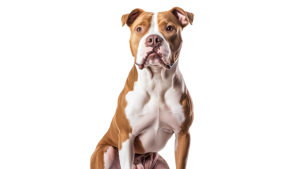 Dog sitting calmly with alert expression indoors