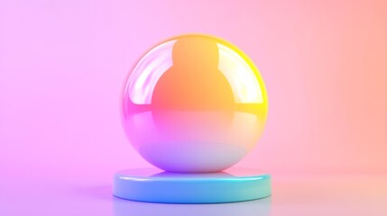 Bright colorful bubble on a blue gradient base with a soft glow. Generative AI