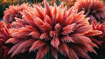 Vibrant cluster of pink and red ornamental plants with elongated leaves captured in natural light during daytime