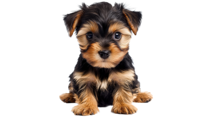 Cute puppy sitting with a curious expression