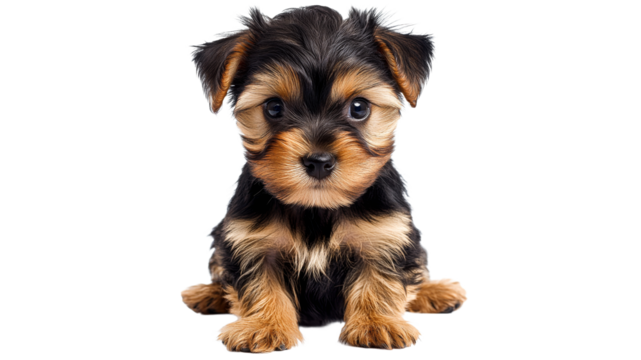 Cute puppy sitting with a curious expression