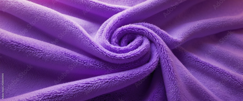 Poster purple fleece fabric texture with a swirl pattern creating depth and softness in the material