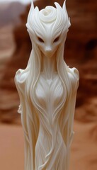 An elegant, otherworldly sculpture of a flowing, white figure. Intricate details and a serene pose create a captivating image.