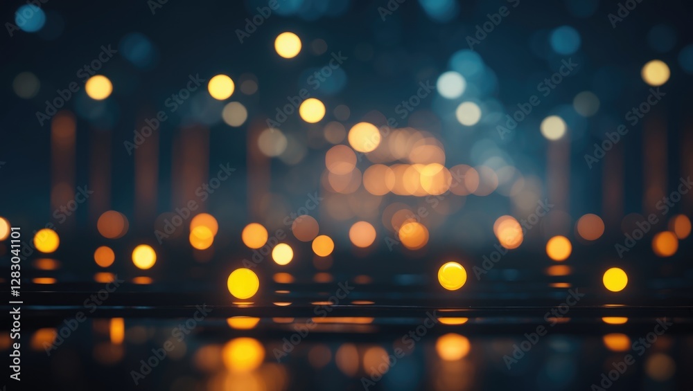 Poster abstract blurred background with circular bokeh lights in warm and cool tones creating a visually ap