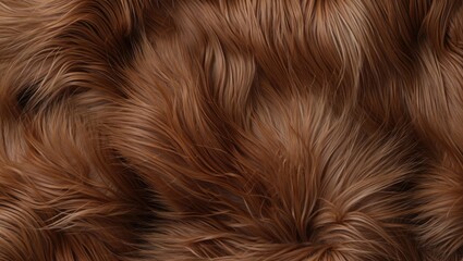 Textured strands of shiny wavy brown fur background with soft and smooth appearance for use in various design applications