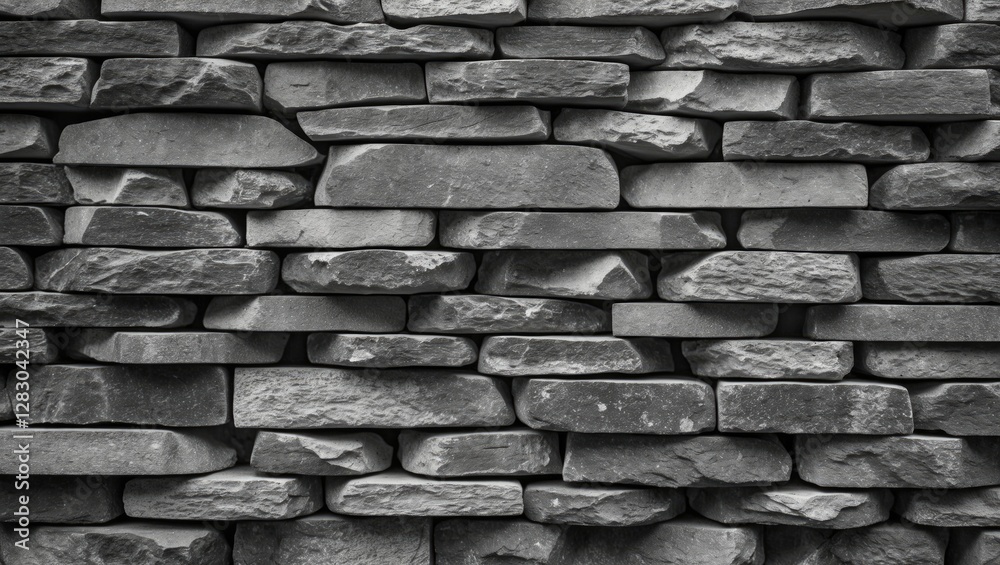 Poster gray stone wall texture with various sized rocks arranged in a stacked pattern creating a solid surf