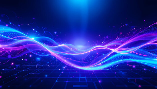 Today Abstract blue and purple light wavy shapes futuristic banner. Glowing retro waves background Abstract blue and purple light wavy shapes futuristic banner. Glowing retro waves background abstract
