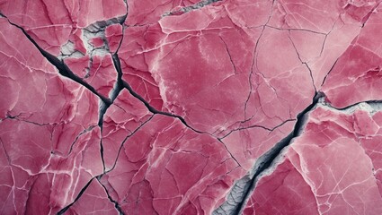 Pink cracked surface texture with intricate patterns and fissures in a natural rock formation.