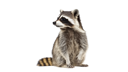 Raccoon sitting calmly with a curious expression