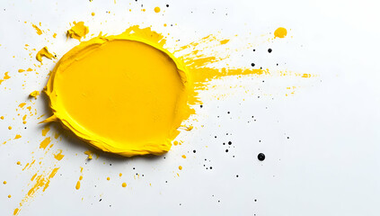 Vibrant yellow paint stroke on white background, artistic splash design, ideal for creative projects and design elements
