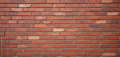 Red Brick Wall with Horizontal Pattern and Gray Mortar, Well-Constructed and Uniformly Spaced Bricks for Urban Architecture