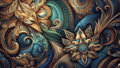 Luxurious Ornate Swirl Pattern Baroque and Rococo Inspired Digital Art