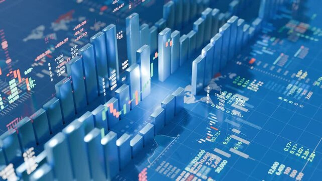 Stock market graph and chart for investment 3d motion background
