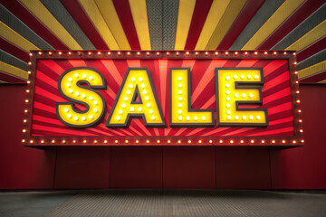 Text sale promotion 3D, Bright sale sign with bold letters and striking background design