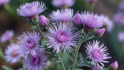 purple spiky flowers in a close-up view with green foliage background natural lighting vibrant colors floral composition