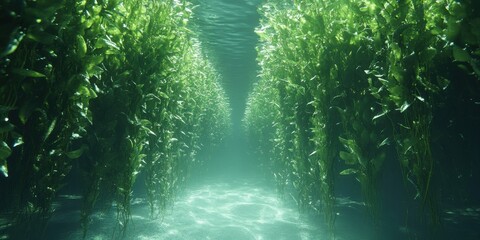 Fototapeta premium Sustainable carbon capture algal fix systems in marine environments and underwater research