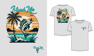 Island Life Vintage t-shirt design Graphic illustration vector
