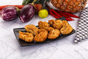 Tibetian fried momo stuffed dumplings