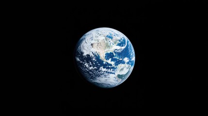 Naklejka premium Earth from Space, a Blue Marble, Isolated on Black Background, Educational Image, Stock Photo