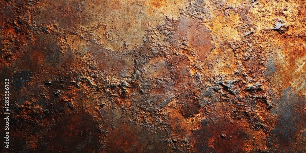 Poster rusty metal texture background featuring a rich blend of browns and oranges with uneven surfaces and