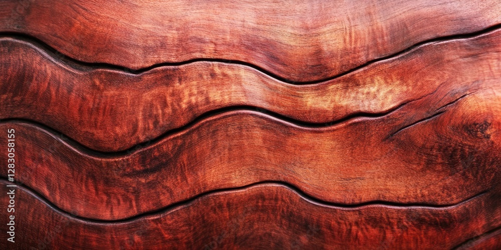 Poster rich red wooden texture with intricate, wavy patterns. deep brown hues flow across the surface, enha