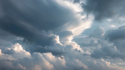 Obraz premium Dramatic gray clouds filling the sky creating a moody atmosphere perfect for atmospheric photography or weather-related themes.