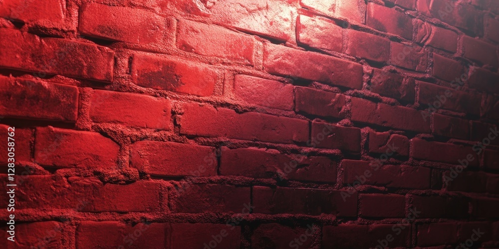 Poster red brick wall texture illuminated with warm lighting showcasing deep red tones and smooth surfaces 