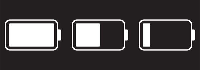 Battery icon. Battery level icon set.