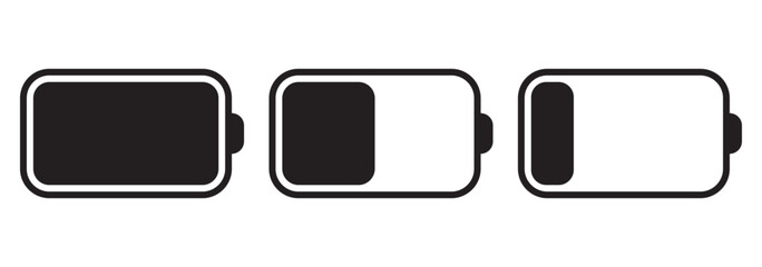 Battery icon. Battery level icon set.