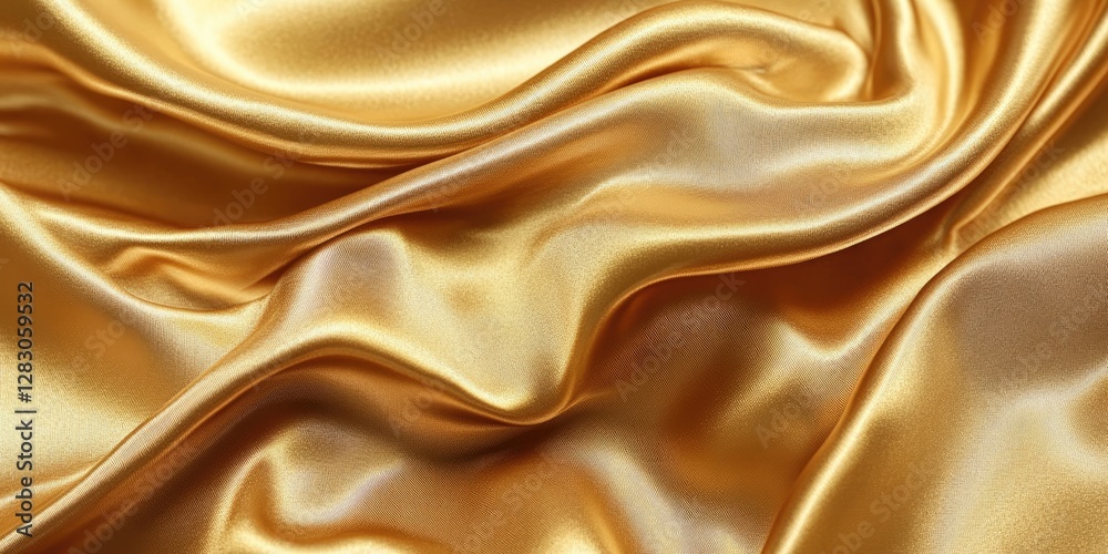 Leinwandbilder luxurious golden satin fabric with smooth, flowing drapes creating soft waves for an elegant and ric