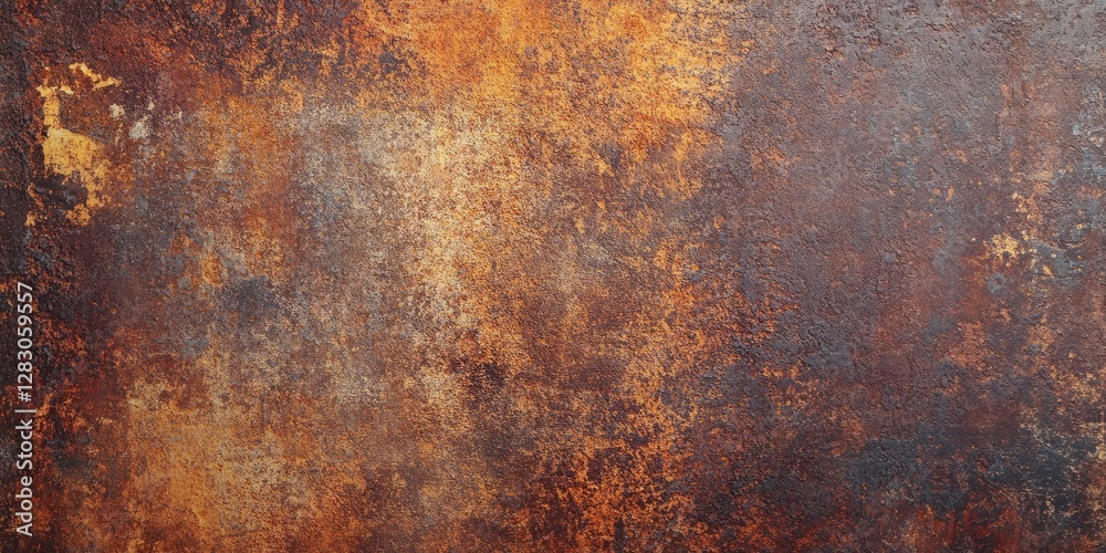 Aufkleber Rusty wall surface texture featuring deep reds, browns, and golds with a rough, uneven appearance across the entire background creating a vintage aesthetic