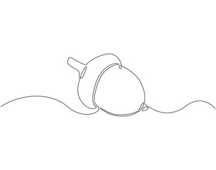 Continuous line drawing of acorn. Single line illustration of acorn seed. Autumn, forest concept. Editable outline © Zuistudio