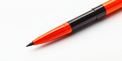 Vibrant orange marker positioned diagonally on a clean white background highlighting the pen's sleek design and artistic potential for creativity