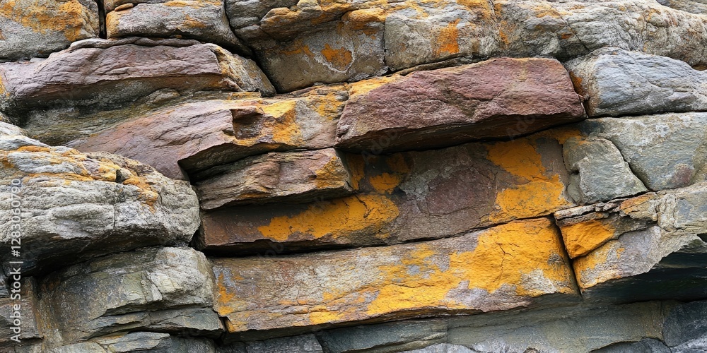 Aufkleber corroded rock formation displaying layered textures in earthy tones of brown and orange with hints o