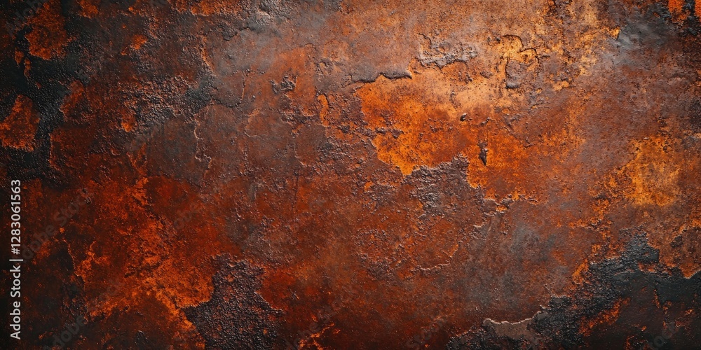 Poster rusty textured grunge background with rich browns and blacks featuring uneven patches of orange and 