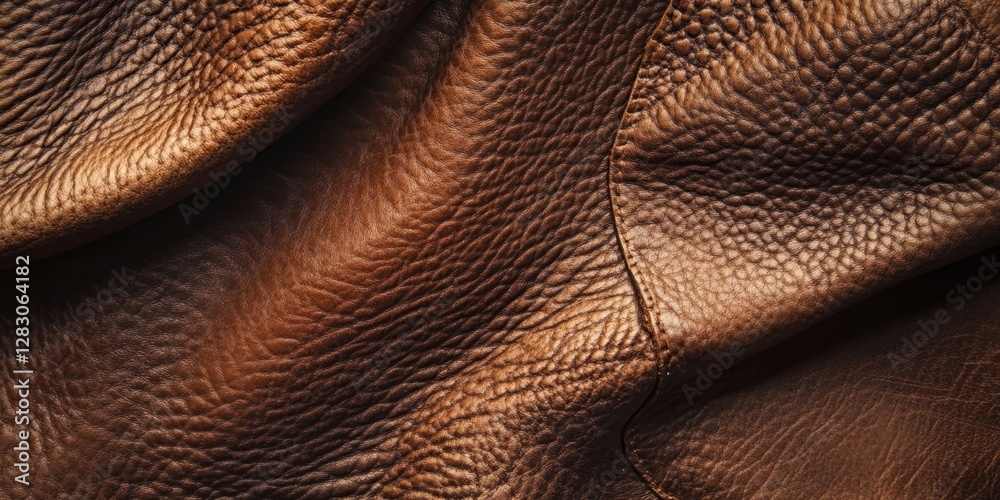 Aufkleber rich brown leather texture featuring soft creases and detailed grain patterns, exuding luxury and wa