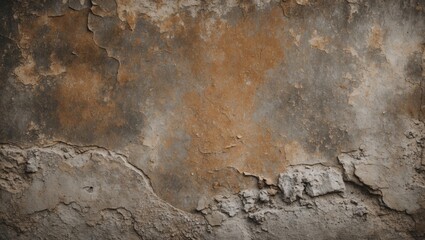 Obraz premium Textured grunge wall with peeling paint and rough surface in shades of brown and gray suitable for background use