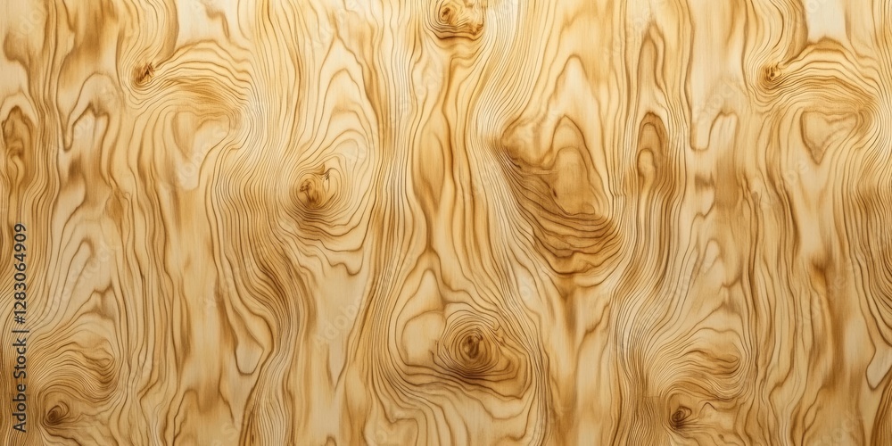 Poster abstract wood texture background with wavy grain patterns in warm golden hues, featuring knots and s