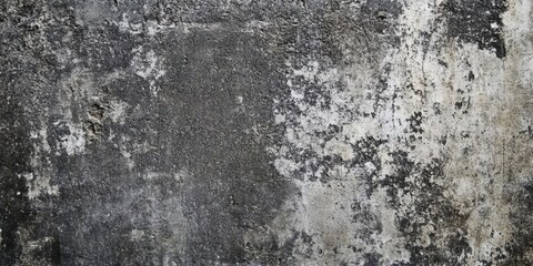 Fototapeta premium Textured rough cement surface with dark gray and light gray patches, showcasing weathered imperfections and a distressed concrete backdrop.