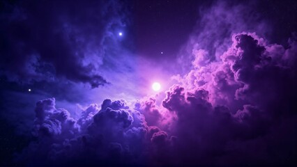Mystical Cosmic Clouds Illuminated by Celestial Light in a Dreamlike Night Sky